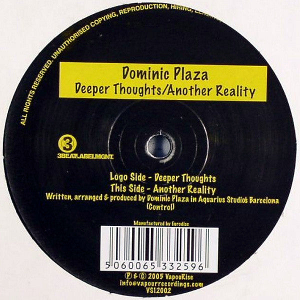 Dominic Plaza : Deeper Thoughts / Another Reality (12")