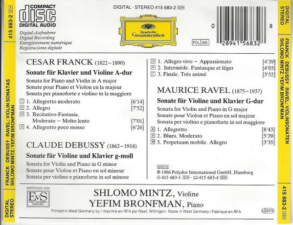 César Franck • Claude Debussy • Maurice Ravel, Shlomo Mintz • Yefim Bronfman : Violin Sonatas = Violinsonaten (CD, Album)