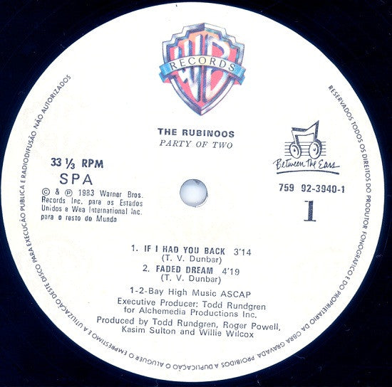 The Rubinoos : Party Of Two (12", MiniAlbum)
