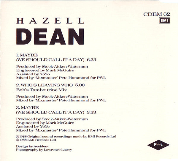 Hazell Dean : Maybe (We Should Call It A Day) (CD, Single)