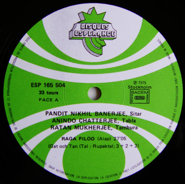 Nikhil Banerjee : Raga Piloo (LP, Album)