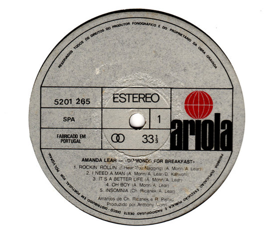 Amanda Lear : Diamonds For Breakfast (LP, Album)