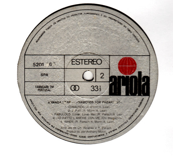 Amanda Lear : Diamonds For Breakfast (LP, Album)