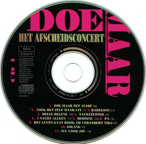 Doe Maar : Het Afscheidsconcert (2xCD, Album)