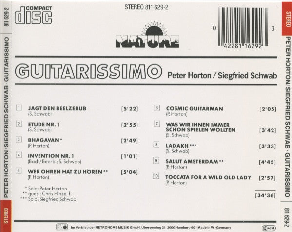 Peter Horton & Siegfried Schwab : Guitarissimo (CD, Album, RE)