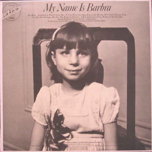 Barbra Streisand : My Name Is Barbra (LP, Album, RE)