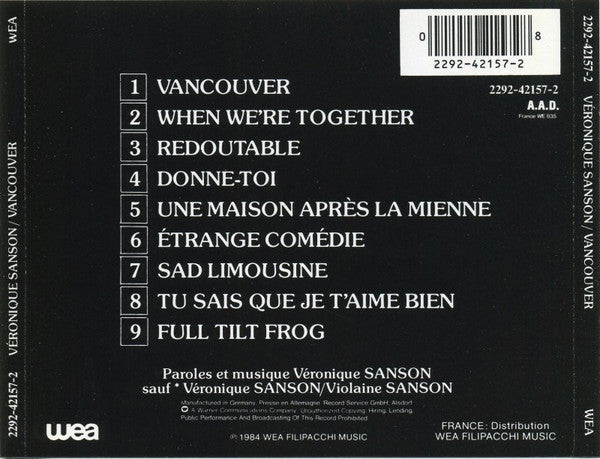 Véronique Sanson : Vancouver (CD, Album, RE)