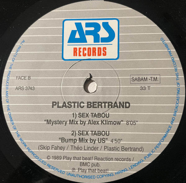 Plastic Bertrand : Sex Tabou (12", Maxi)