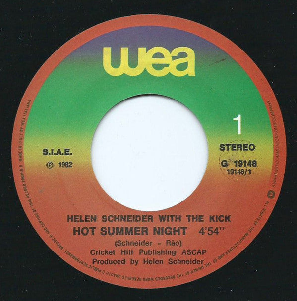 Helen Schneider With The Kick (2) : Hot Summer Nites (7", Single)