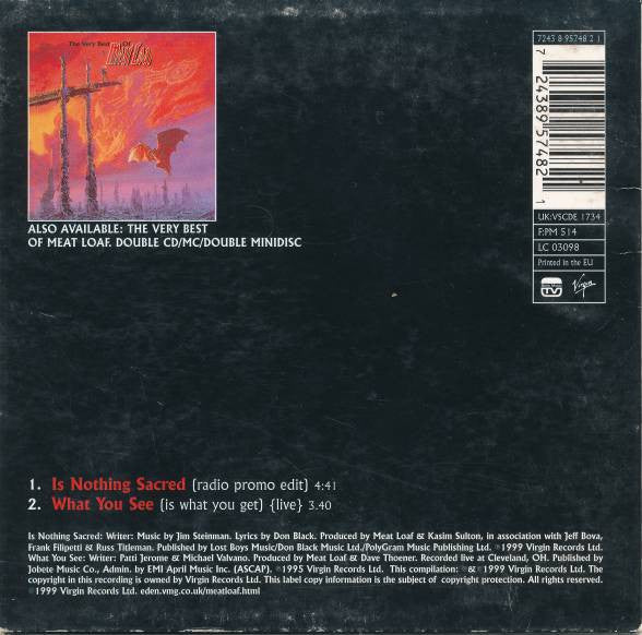 Meat Loaf Featuring Patti Russo : Is Nothing Sacred (CD, Single)
