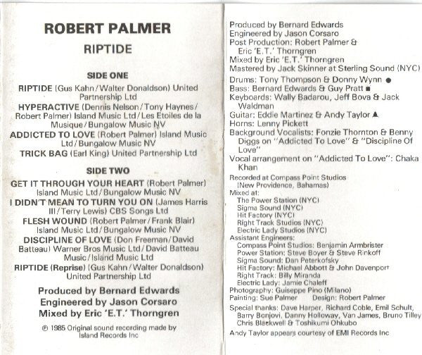Robert Palmer : Riptide (Cass, Album)