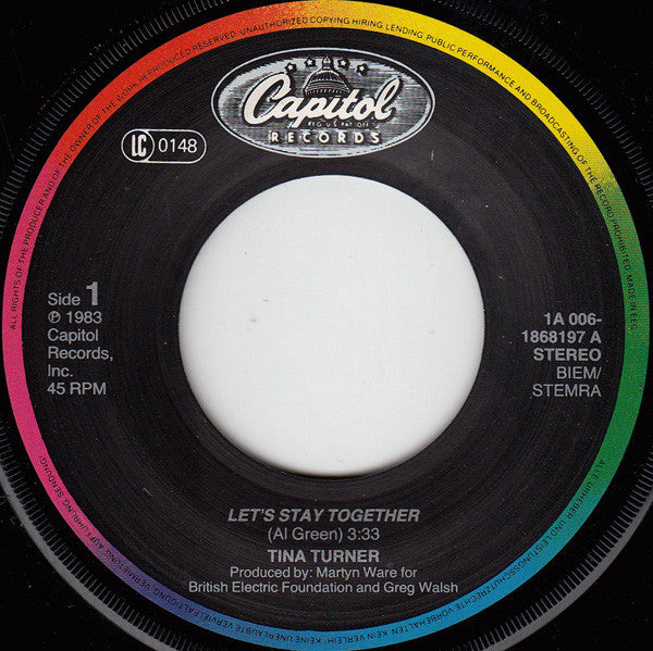 Tina Turner : Let's Stay Together (7", Single)