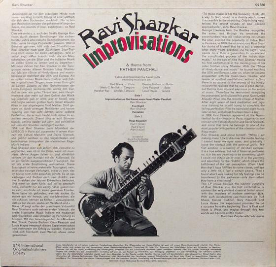 Ravi Shankar : Improvisations & Theme From Pather Panchali (LP)