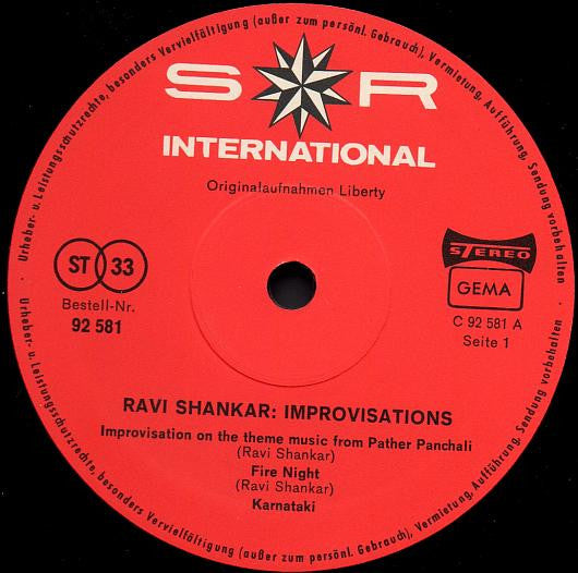 Ravi Shankar : Improvisations & Theme From Pather Panchali (LP)