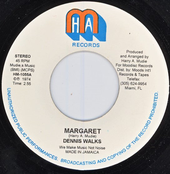 Dennis Walks : Margaret (7", RE, Lar)