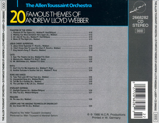The Allen Toussaint Orchestra : 20 Famous Themes Of Andrew Lloyd Webber (CD, Comp)