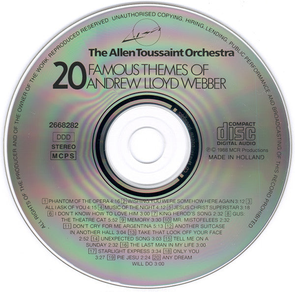 The Allen Toussaint Orchestra : 20 Famous Themes Of Andrew Lloyd Webber (CD, Comp)