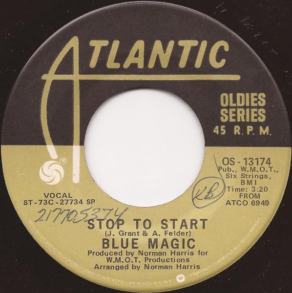 Blue Magic : Sideshow / Stop To Start (7", Single, RE, SRC)