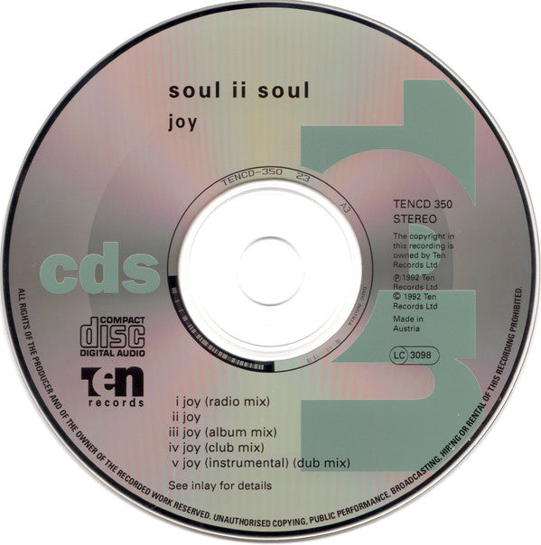 Soul II Soul : Joy (CD, Single)