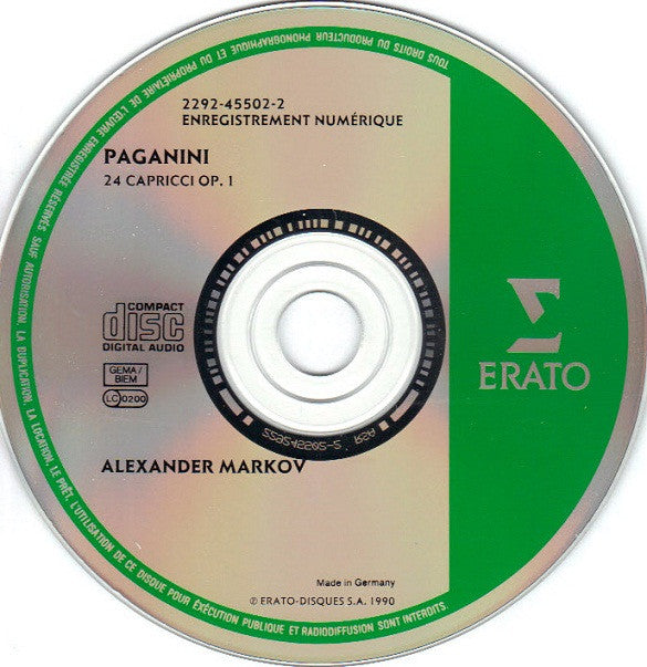 Niccolò Paganini, Alexander Markov : 24 Capricci (CD, Album)