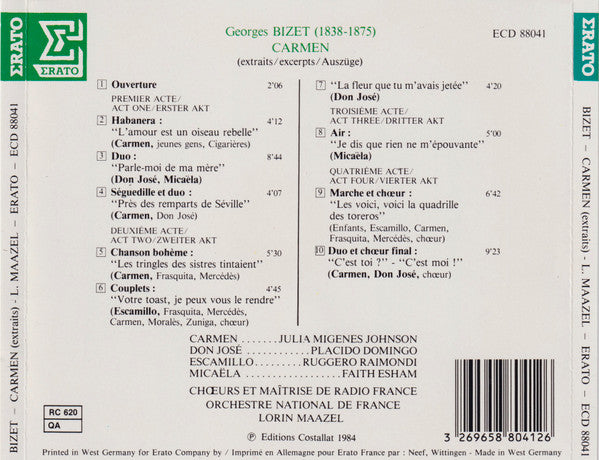 Georges Bizet / Julia Migenes Johnson, Placido Domingo, Ruggero Raimondi, Faith Esham, Lorin Maazel, Orchestre National De France, Chœur De Radio France Et Maîtrise De Radio France : Carmen (CD, Album, RE)