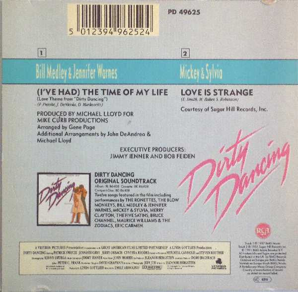 Bill Medley & Jennifer Warnes : (I've Had) The Time Of My Life (CD, Single, RP, Car)