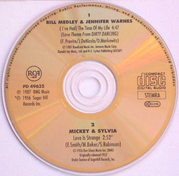 Bill Medley & Jennifer Warnes : (I've Had) The Time Of My Life (CD, Single, RP, Car)