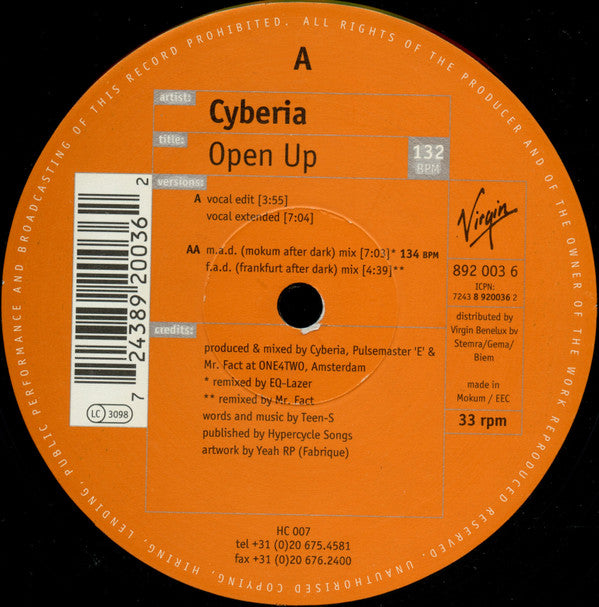 Cyberia (3) : Open Up (12")