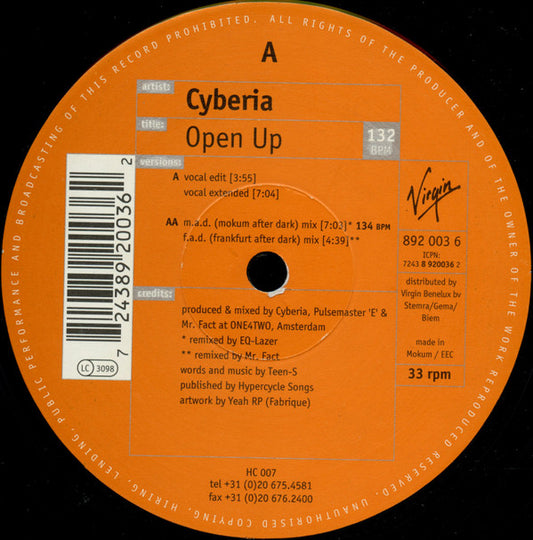 Cyberia (3) : Open Up (12")
