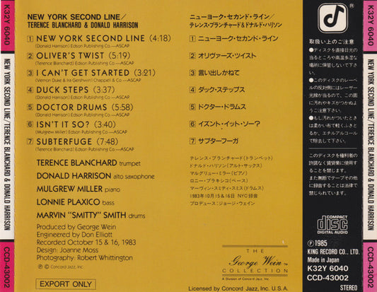 Terence Blanchard / Donald Harrison : New York Second Line (CD, Album, RE)