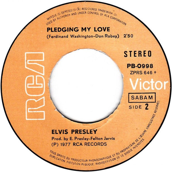 Elvis Presley : Way Down (7", Single)