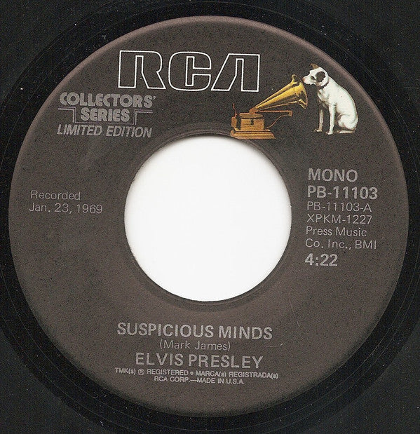 Elvis Presley : Suspicious Minds (7", Single, Mono, Ltd, RE)