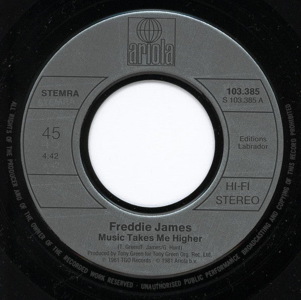 Freddie James : Music Takes Me Higher (7", Single)