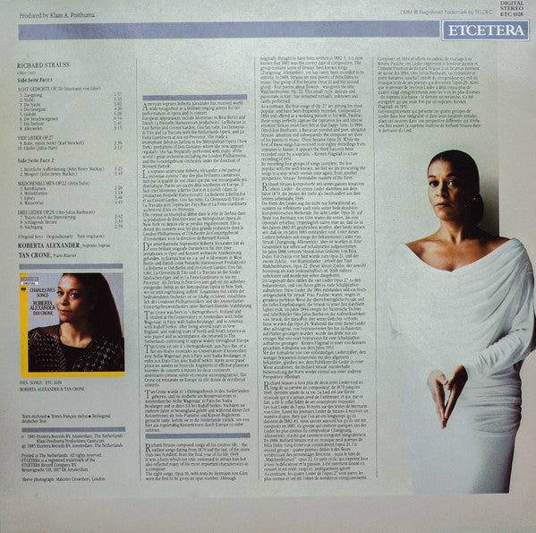 Richard Strauss - Roberta Alexander • Tan Crone : Lieder (Op. 10 • 22 • 27 • 29) (LP)