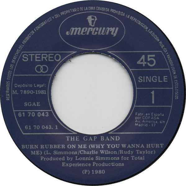 The Gap Band : Burn Rubber On Me / Baby Baba Boogie (7", Single)