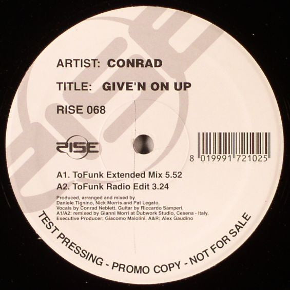 Conrad : Give'n On Up (12", Promo, TP)