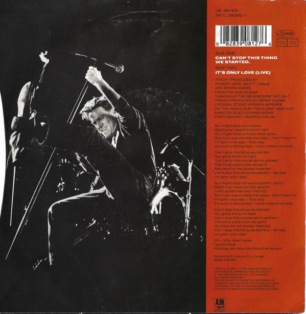 Bryan Adams : Can't Stop This Thing We Started (7")