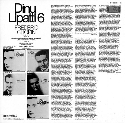 Frédéric Chopin - Dinu Lipatti : Dinu Lipatti 6 - Konzert Für Klavier Und Orchester Nr.1 E-Moll (LP, Mono, RE)