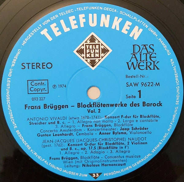 Frans Brüggen : Blockflöten-Werke Des Barock, Vol. 2  (LP, Comp, Gat)