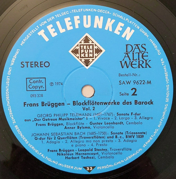 Frans Brüggen : Blockflöten-Werke Des Barock, Vol. 2  (LP, Comp, Gat)