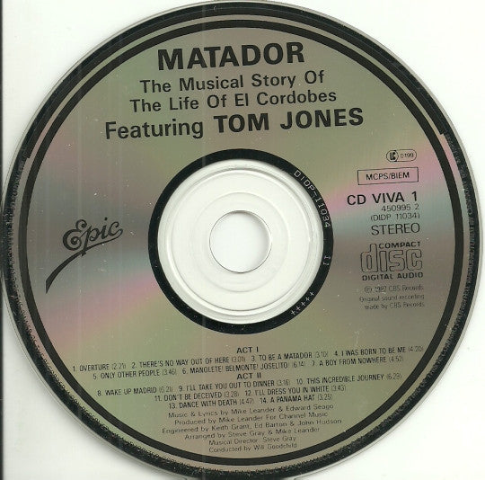 Mike Leander & Eddie Seago Featuring Tom Jones : Matador - The Musical Story Of The Life Of El Cordobes (CD, Album)