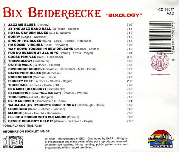 Bix Beiderbecke : Bixology (CD, Comp, RP)