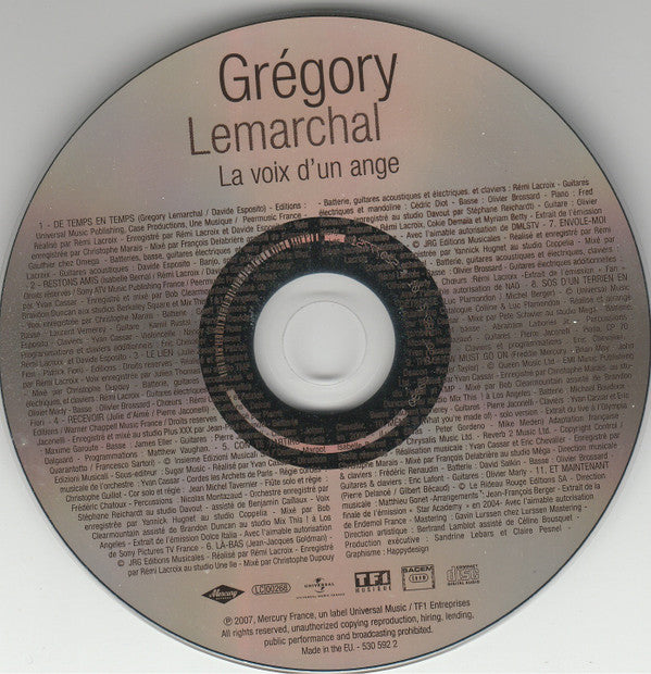 Grégory Lemarchal : La Voix D'un Ange (CD, Album, Sli)