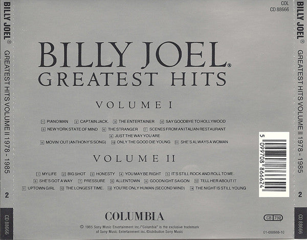 Billy Joel : Greatest Hits Volume I & Volume II (2xCD, Comp, RE)
