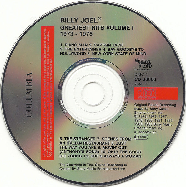 Billy Joel : Greatest Hits Volume I & Volume II (2xCD, Comp, RE)