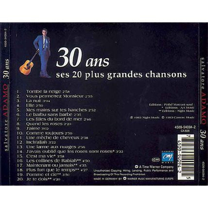 Adamo : 30 Ans - Ses 20 Plus Grandes Chansons (CD, Comp)