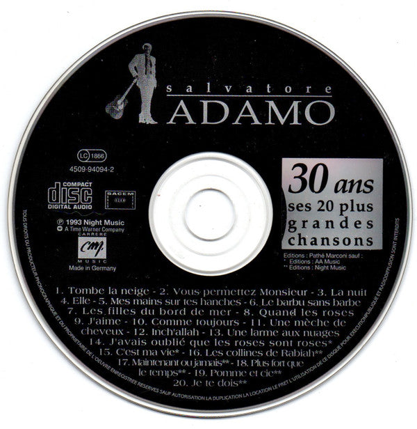 Adamo : 30 Ans - Ses 20 Plus Grandes Chansons (CD, Comp)