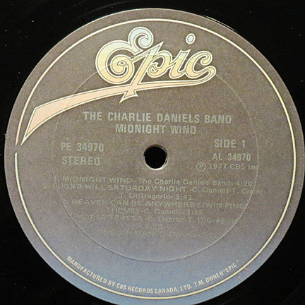 The Charlie Daniels Band : Midnight Wind (LP, Album, RE)