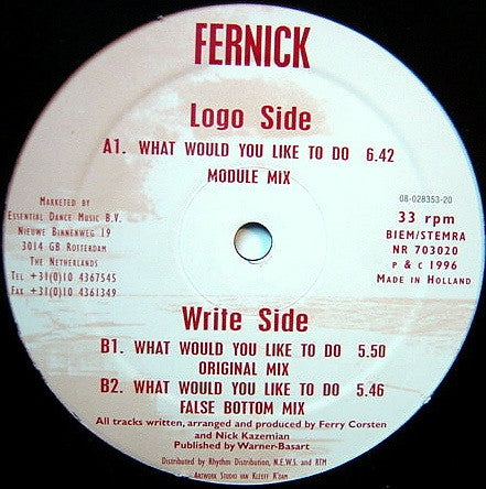 Fernick : What Would You Like Me To Do (12")