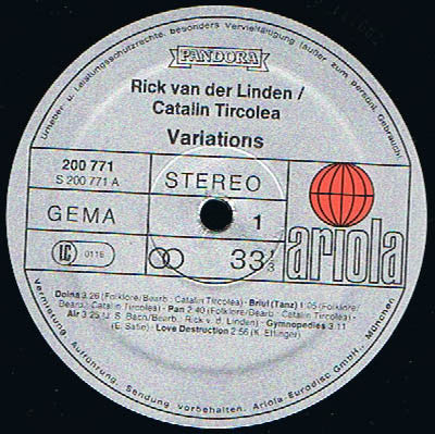 Rick Van Der Linden / Cătălin Tîrcolea : Variations (LP, Album)